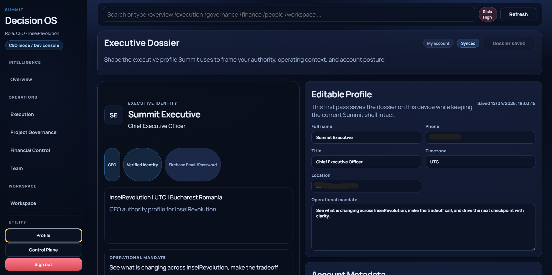 Profile — user identity and settings