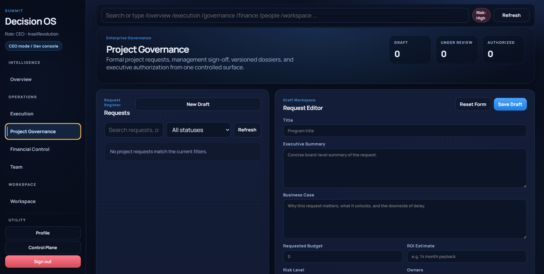 Project Governance — versioned records